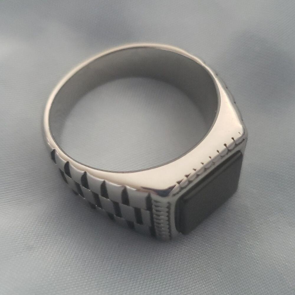 Black Onyx Natural Stone Handmade Men's Ring Size 11 NWT